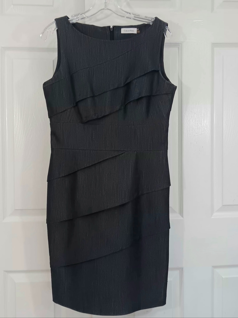 Calvin Klein Charcoal Gray Denim Sleeveless Sheath Dress Pencil Career 90s Corpo